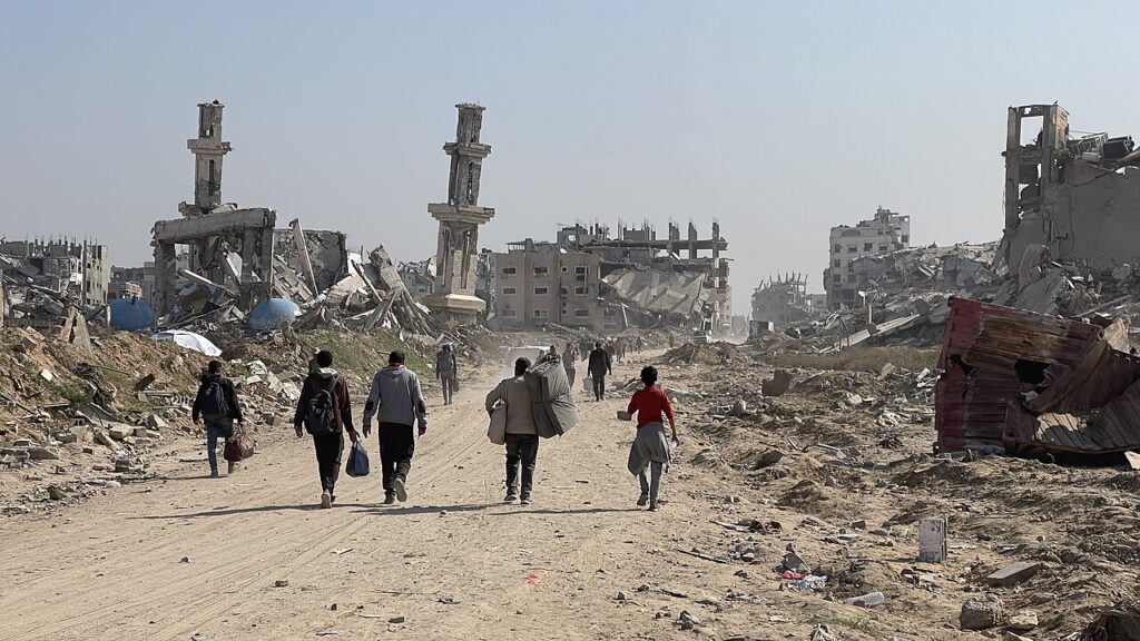 Forced Displacement of Palestinians in the Gaza Strip devastated by Israeli bombing, January 29, 2025